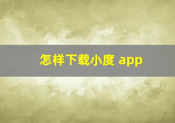 怎样下载小度 app